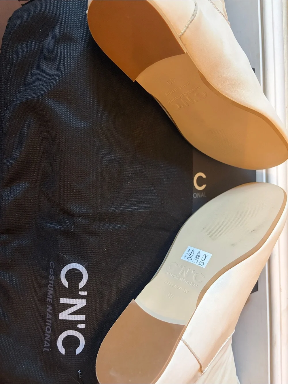 CNC Costume National Cream Leather Boots